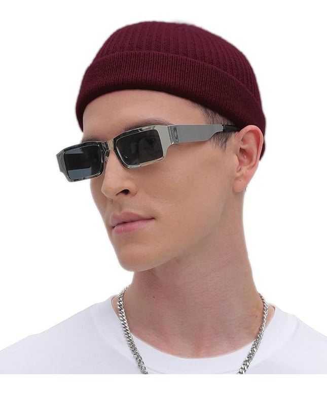 ROYBENS Thin Swag Wool Short Fisherman Beanie for Men Women, Knit Cuff Trawler Beanie Watch Hat, Soft Spring Fall Skull Cap