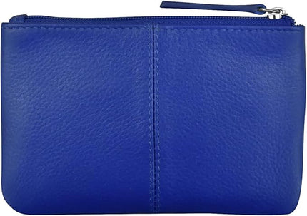 ili New York Mini Leather Coin Purse, Compact Design with Key Ring and RFID Protection for Women and Men in Vibrant Colors, Cobalt