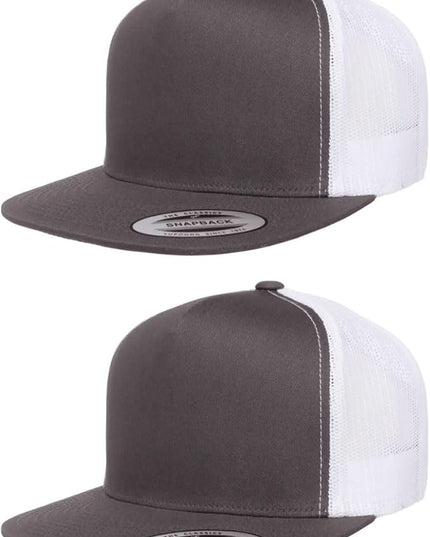 Yupoong 5-Panel YP Classic Trucker Cap | High Profile Flat Visor Snapback | OSFM | Bulk Packs Available