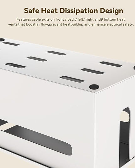 Metal Cable Management Box - Large Cable Organizer Box and Power Strip Box for Electrical Cord Hiding, Home Office Desk and Floor Cables Hider, TV Wires Storage Organization