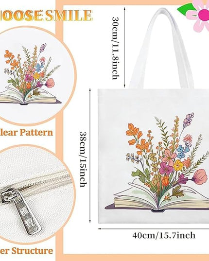 Canvas Tote Bag with Zipper Handles for Women Bridesmaid Birthday Wedding Mother Ladies Shopping Gift Bags
