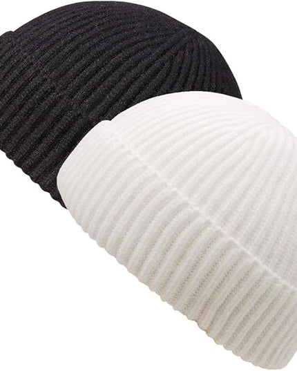MaxNova Knit Cuff Short Fisherman Beanie for Men Women Warm Hats