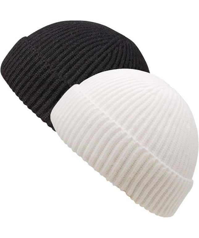 MaxNova Knit Cuff Short Fisherman Beanie for Men Women Warm Hats