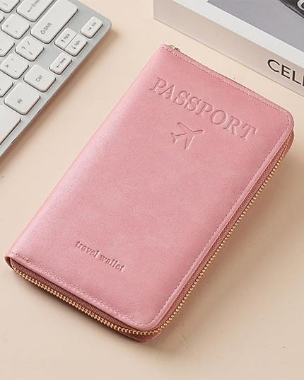 Passport Holder for Travel Women and Men RFID Passport Holder with Card Slots Holder Passport Case Passport cover Passport Wallet Travel Essentials and Accessories (Zipper, Pink Zipper)