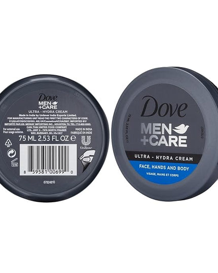 Dove Men+Care Ultra Hydra Cream Lotion, 3-In-1 Advanced Skin Care for Men, Face Cream, Hand & Body Lotion for Dry Skin, 2.53 Fl Oz (Pack of 12)