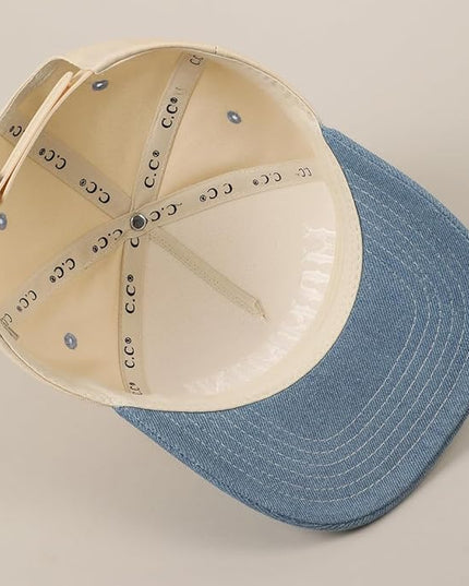 MIRMARU Two-Tone Vintage Canvas Trucker Hats for Men & Women, Adjustable Size Baseball Caps with Trendy Embroidered Design
