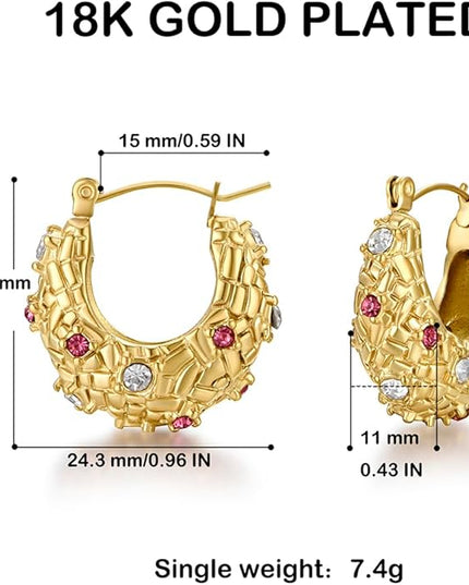 18K Gold Plated Chunky Hoop Earrings for Women Fashion Thick Gold Hoops Set Jewelry for Birthday Christmas Gifts