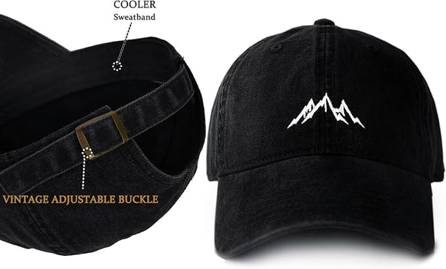 FURTALK Baseball Cap Men Mountain Embroidery Dad Hat Unstructured Soft Vintage Washed Cotton Outdoor Hats for Men