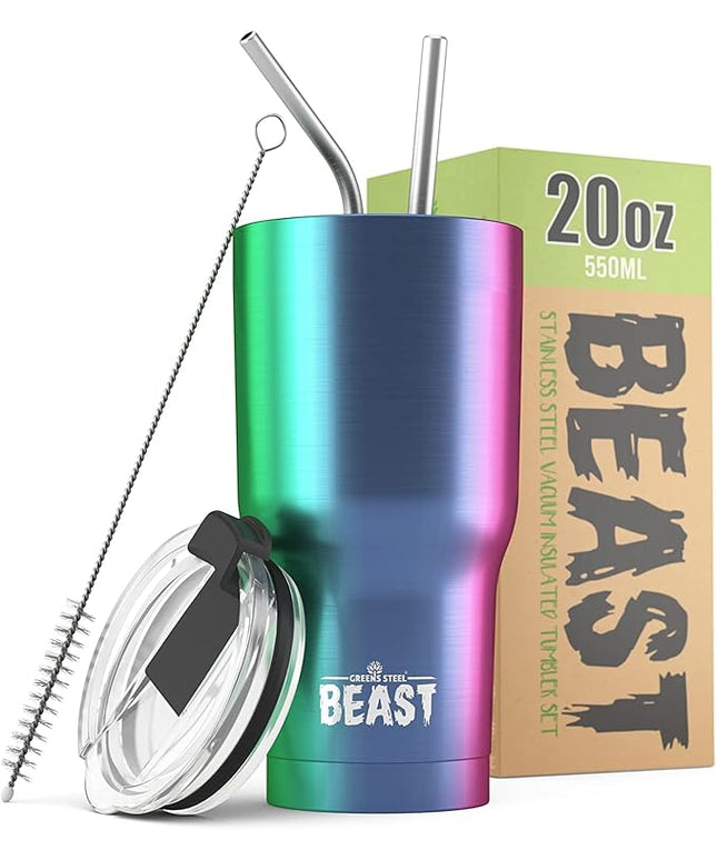 Beast 20 oz Tumbler Stainless Steel Vacuum Insulated Coffee Ice Cup Double Wall Travel Flask (Rainbow)