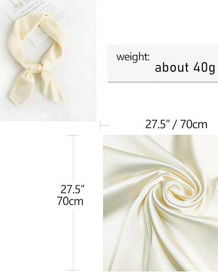 CHUNG Women's Square Satin Scarf 27.5" Bandanas Solid 50s Retro Neck Scarves Emulation Silk Handbag Hair Ribbons Necktie