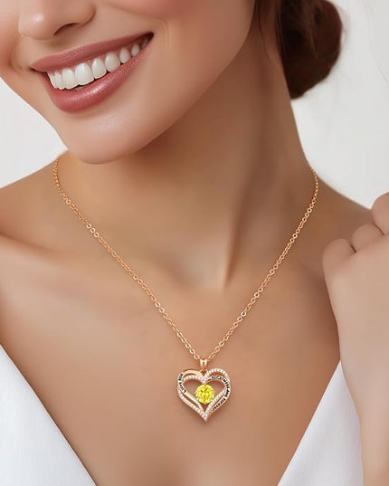 CDE Forever Love Heart Necklaces for Women, Wedding Anniversary, Birthday Mothers Day Christmas Day Gifts for Mom, Mother, Wife, friend, S925 Silver Jewelry with Birthstone Pendant