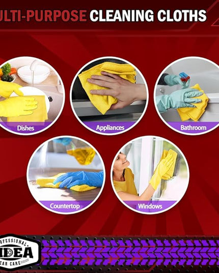 AIDEA Microfiber Cleaning Cloth, 20PK, Microfiber Towels for Cars, Premium All Purpose Car Cloths, Dusting Cloth Cleaning Rags, Absorbent Towels for SUVs, House, Kitchen, Window, 12"×12", Yellow