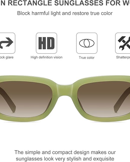 JASPIN Rectangle Sunglasses for Women Men Trendy Y2k Retro 90s Sun Glasses UV Protection Cool Square Frame