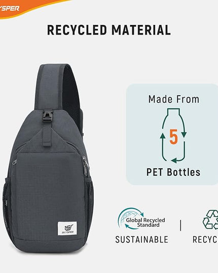 SKYSPER Sling Bag RFID Cross Body Bag Recycled Crossbody Backpack Travel Daypack