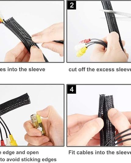 ZhiYo 6.6ft - 1.2 inch Cable Sleeve, Cord Wrap Wire Protector Tubing for Pets, PC Cable Wrap, Computer Cable Management Sleeve - Black