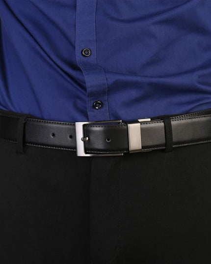 beltox fine Men's Dress Belt Leather Reversible 1.25" Wide Rotated Buckle Gift Box