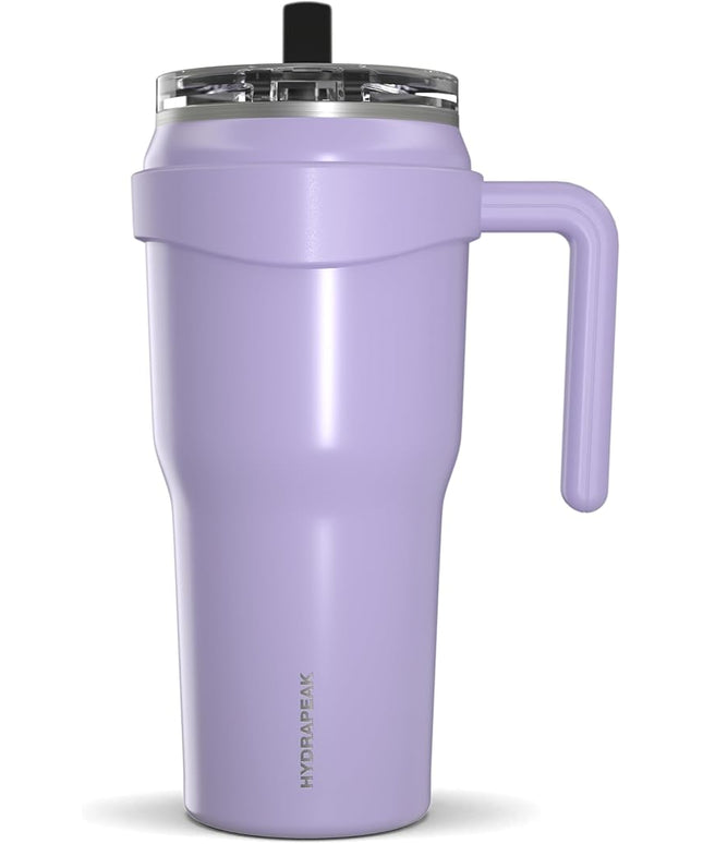 Hydrapeak Roadster 40oz Stainless Steel Tumbler Double Wall Vacuum Insulated Water Bottle With Handle And 2 in 1 Straw Lid (Orchid)