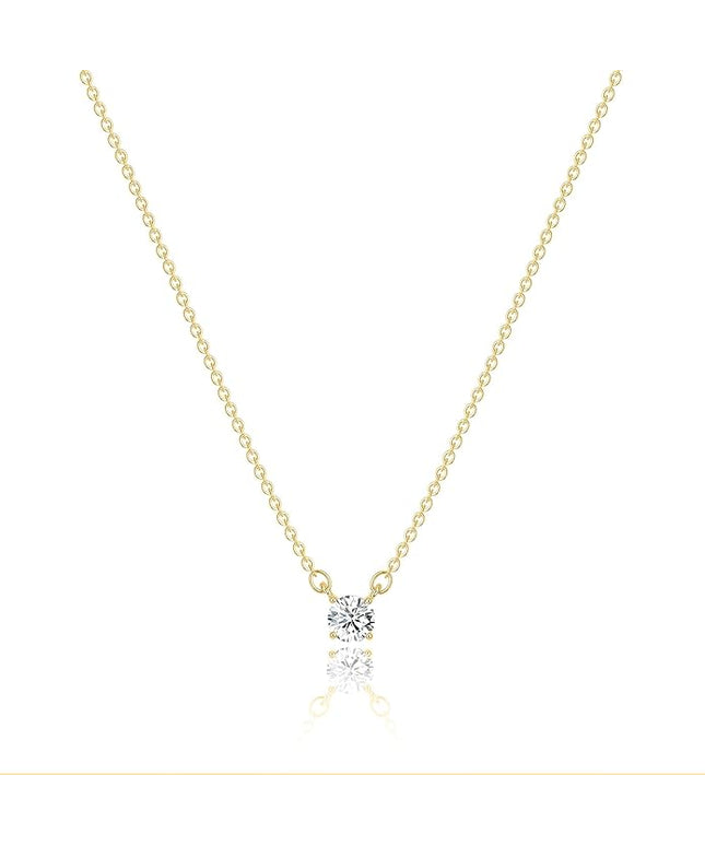 Tewiky Dainty 14k Gold Plated/Silver Cubic Zirconia Necklaces for Women, Simple CZ Jewelry Necklaces Trendy Gifts