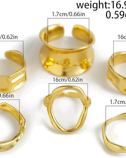 Chunky Rings for Women Adjustable Thick Rings Set Trendy Statement Stackable Ring for Women Chunky Jewlery Irregular Dome Flower Finger Knkuckle Thumb Ring