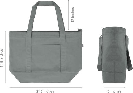 Eco Right Canvas Tote Bag for Women with Zip & Inner Pocket, 100% Organic Cotton Tote Bags for Men, Shopping, Beach