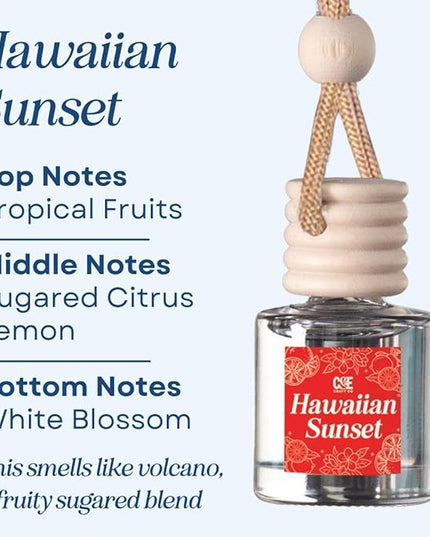 CANDECraftCo Car Air Hanging Fragrance Oil, Car Auto Freshener for Essential Oils, Scents Fragrance Aromatherapy Automobile Diffuser, Long Lasting (Hawaiian Sunset)