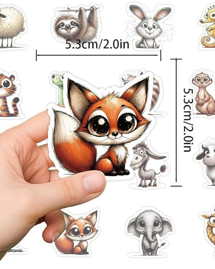 Varied Animals(Monkey Sheep Duck)Stickers for Teens Boys Girls,50 Pcs Lovely Waterproof Vinyl Stickers for Water Bottles Laptop Flasks Phone Computer Car Bike-Cute Cartoon Decals Pack(Animals - 50pcs)