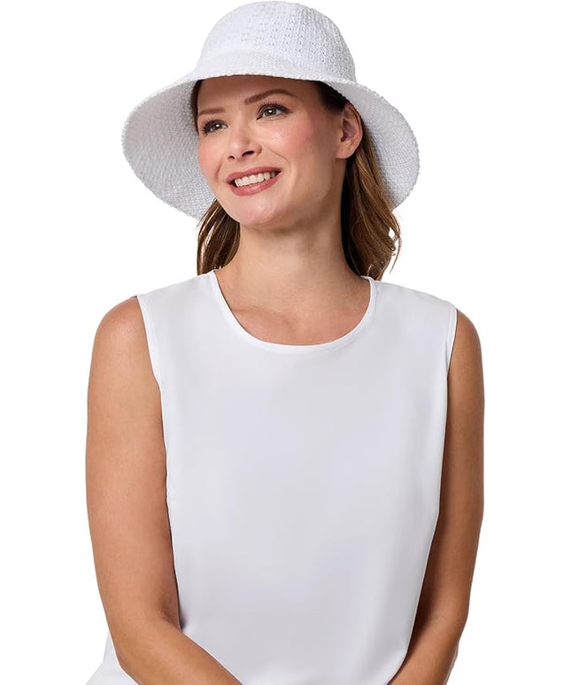 Women's Bucket Hat - UPF 50 Sun Protection - Packable & Travel Friendly - Marina in White (One Size)