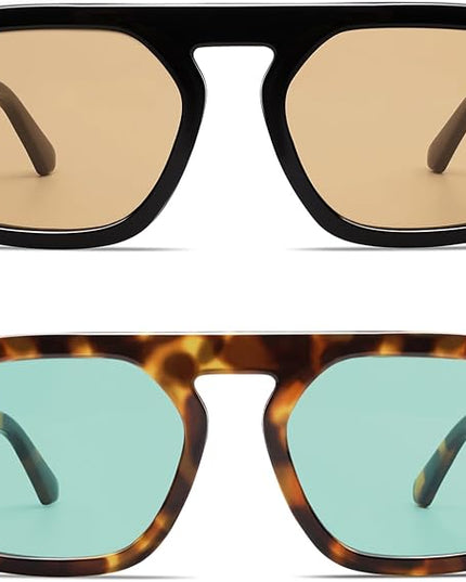VANLINKER Oversized Retro Square Aviator Sunglasses for Women Men 70s Vintage Style Trendy Big Flat Top Sun Glasses VL9826