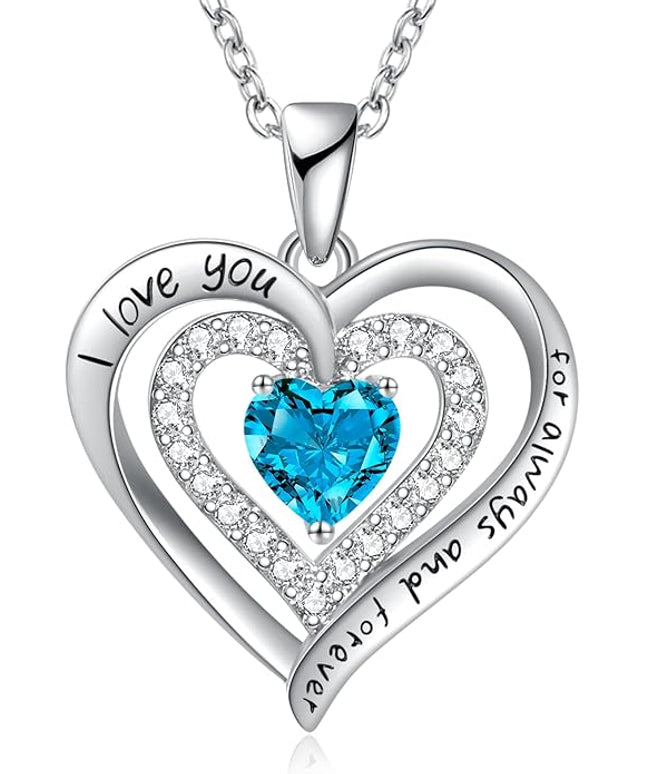 REDBEE Necklaces for Women Birthstone Heart Necklace Jewelry for Wife Girlfriend Woman Necklace