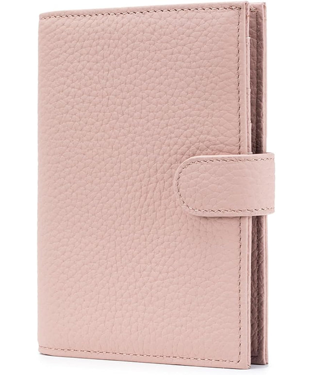 RFID Passport Holder Travel Wallet for Women, Leather Passport Cover Wallet with Card Holders SIM Slots,Zippered Coins Pocket and Cash Slot Slim Compact Travel Wallet (Pink)