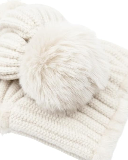 HUAMULAN Women Winter Beanie Hats One Piece Fleece Lined Knit Balaclavas Mask Set Skull Neck Circle Scarf Ski Snow Hat Pompom