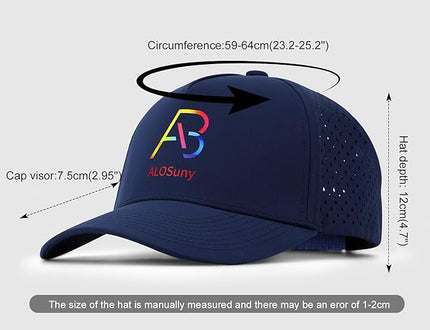 AB ALOSUNY Men Adjustable Baseball Cap with Curved Breathable Quick-Drying Laser-Cut Mesh Back Closure Hat