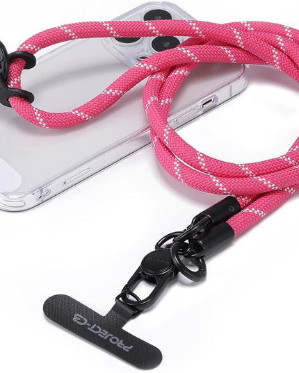 project-cb Phone Lanyard×1,Phone Tether Tab×2,Cell Phone Lanyards for Around the Neck,Rope Lanyard,Universal Adjustable Phone Strap Crossbody,Cell Phone Chain(Magenta)