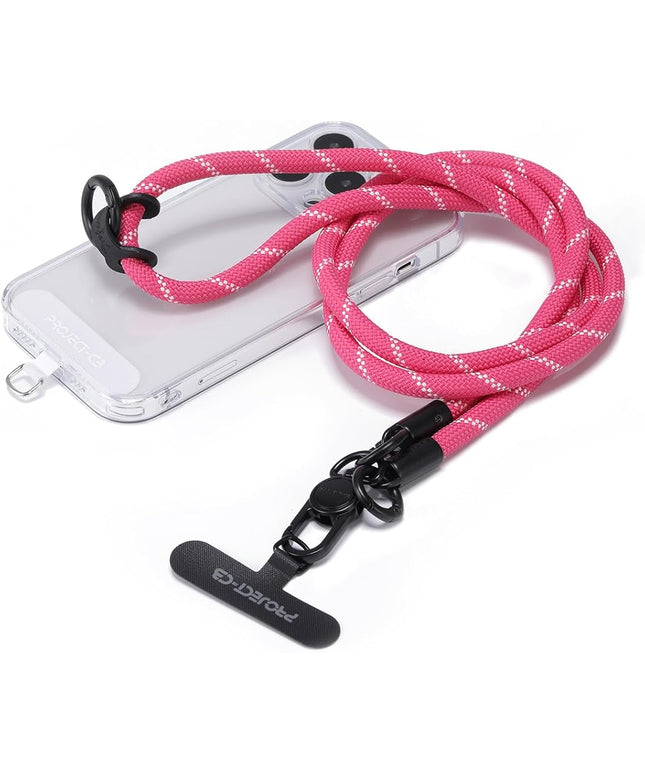 project-cb Phone Lanyard×1,Phone Tether Tab×2,Cell Phone Lanyards for Around the Neck,Rope Lanyard,Universal Adjustable Phone Strap Crossbody,Cell Phone Chain(Magenta)