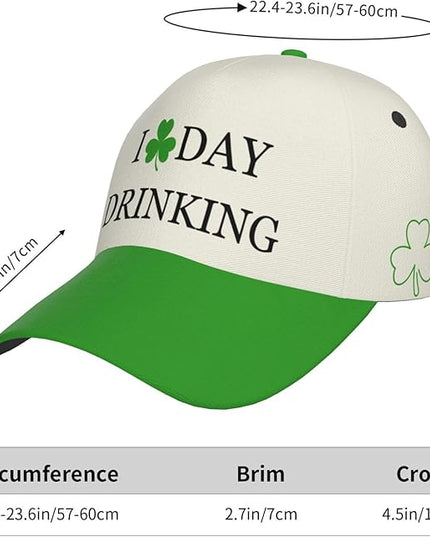 St. Patrick's Day Baseball Cap for Men Women Flower Print Sport Outdoor Travel Trucker Hat Sun Protection Dad Hats