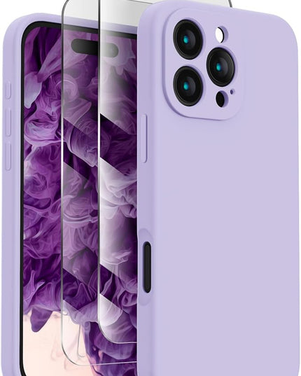 FireNova Designed for iPhone 16 Pro Max Case, Silicone Upgraded [Camera Protection] Phone Case with [2 Screen Protectors], Soft Anti-Scratch Microfiber Lining Inside, 2024, Clove Purple