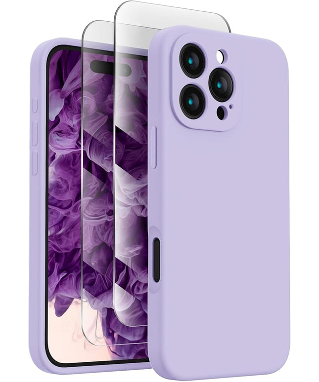 FireNova Designed for iPhone 16 Pro Max Case, Silicone Upgraded [Camera Protection] Phone Case with [2 Screen Protectors], Soft Anti-Scratch Microfiber Lining Inside, 2024, Clove Purple