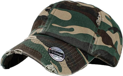 KBETHOS Vintage Washed Distressed Cotton Dad Hat Baseball Cap Adjustable Polo Trucker Unisex Style Headwear