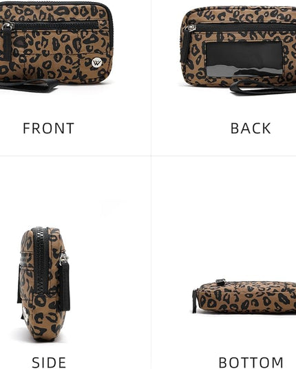 WESTBRONCO Wristlet Wallets for Women Nylon Quilted RFID Wallet with 3 Zipper Purse for Travel