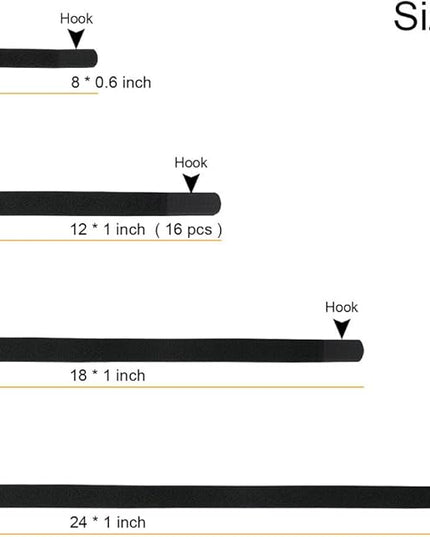 [16 Pack] 1 x 12" Hook and Loop Reusable Fastening Nylon Cable Straps, Durable Functional Ties Organizer Fastener to Keep Your Places Tidy