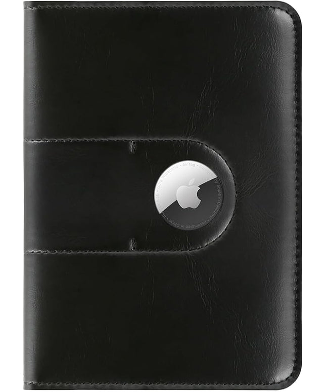 Passport Holder with AirTag Slot - Unisex Slim Travel Wallet, Passport Cover Card Organizer for Trips (Black)