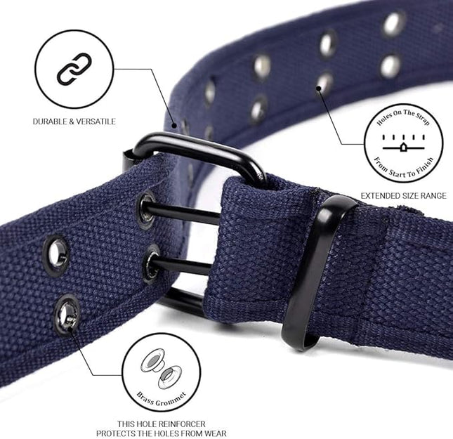 Boxed Gifts Parquet Casual Canvas Belt - Double Hole, Double Grommets for Men & Women