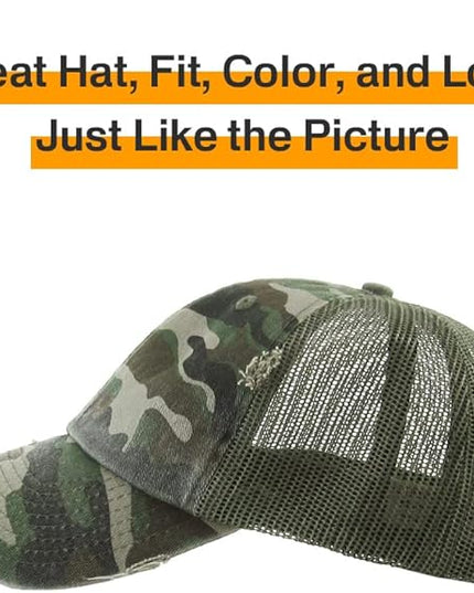 KBETHOS Vintage Washed Distressed Cotton Dad Hat Baseball Cap Adjustable Polo Trucker Unisex Style Headwear