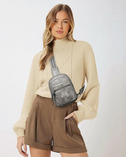 Sling Bag For Women Faux Leather Small Casual Daypack Backpack Fanny Pack Crossbody Chest Bags Purse