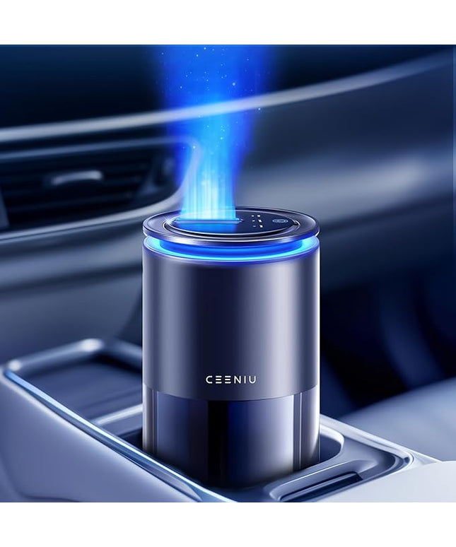 Ceeniu Car Air Freshener, Smart Ultrasonic Diffuser CF12 Pro, Enlarged Spray Nozzle, Auto On/Off, Adjustable Mode, 60-Day Powerful Battery, Ambient Light, Premium Bamboo Forest Scent, Lasts 4 Months