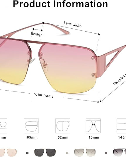SOJOS Trendy Aviator Sunglasses Mens Womens Retro Metal Rimless Frame Shades Lentes De Sol Para Mujer SJ1192