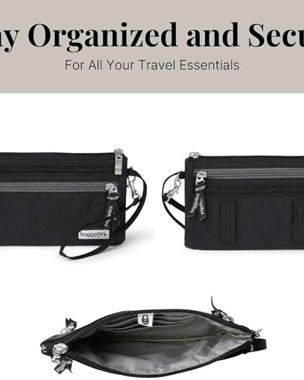 Baggallini Anti-theft RFID Currency Organizer 8"x4.25" Travel Accessory Passport Holder Money Belt Wallet w/Card Slots