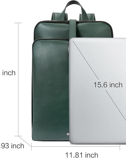 CLUCI Leather Backpack for Women, 15.6 inch Laptop Bag, Large Genuine Work Backpack Travel Back