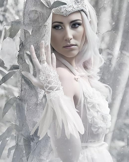 HOMELEX Women Black Lace Feather Gloves Witch Angel Costume Accessories Swan Wings Wrist Bands