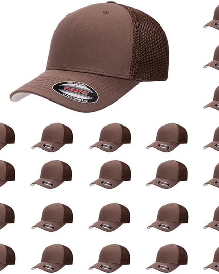 Flexfit 6511 Fitted Mid-Profile Stretchable Mesh Panels Trucker Cap | Bulk Pack Available